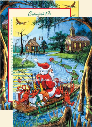 Louisiana Christmas Cards - Cajun Holiday Cards - Santa's Bayou Trek